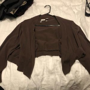 Brown 3/4 sleeve half jacket